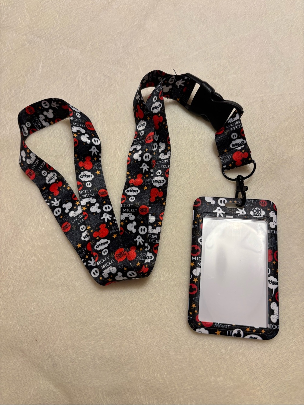 Mickey Black & Red Lanyard Badge Holder